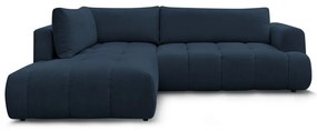 Тъмносин сгъваем/с място за съхранение ъглов диван (ляв ъгъл/L форма) Fuji – Bobochic Paris