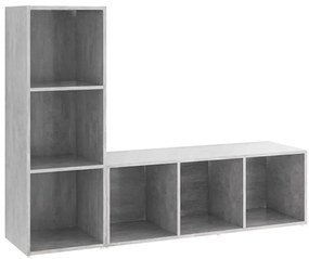 3079938 vidaXL ТВ шкафове, 2 бр, бетонно сиви, 107x35x37 см, инженерно дърво