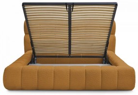 Двойно тапицирано легло с място за съхранение с включена подматрачна рамка в цвят горчица 160x200 cm Mont Blanc – Bobochic Paris