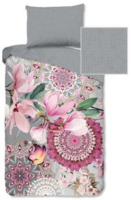 Розово-сиво фланелено спално бельо за единично легло 140x200 cm - HIP