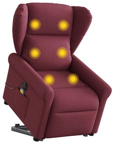 3303407 vidaXL Електрически изправящ масажен реклайнер виненочервен текстил