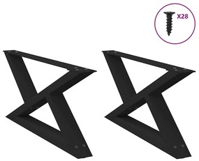 4012692 vidaXL Крака за масичка за кафе, 2 бр., черни, 70 x (30-31,3) см, стомана