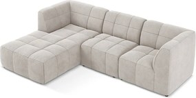 Бежов кадифен ъглов диван (ляв ъгъл) Aloha – Makamii