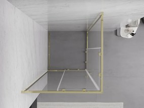 Mexen Exo-S Duo квадратна плъзгаща се душ кабина 100 x 100 см, прозрачна, златна
