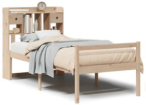 3322039 vidaXL Легло с рафтове за книги, без матрак, 75x190 см, бор масив