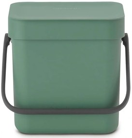 Кош за разделно събиране на боклук Brabantia Sort&Go 1003229, 3 л, Дръжка, Възможност за стенен монтаж, Тъмнозелен