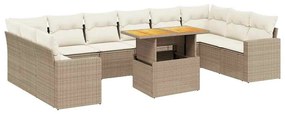 3271485 vidaXL Градински диван с възглавници, 11 части, бежов полиратан