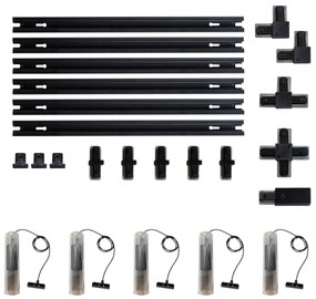 Модерна релсова система за осветление с 5 черни висящи лампи 1-фазов - Iconic Lloyd