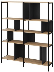 Етажерка за книги в дъбов декор в черно-натурален цвят 144x175 cm Alabama - Marckeric