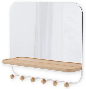 Бяла стенна закачалка от букова дървесина с рафт Estique - Umbra