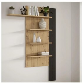 Стенна полица INAR, дъб/черно