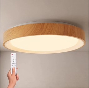 Brilagi - Димируема LED таванна лампа FLOCO LED/48W/230V Ø 40 см дърво/бяло + дистанционно управление