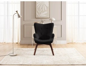 Черен фотьойл с табуретка от рипсено кадифе Niko – Ropez