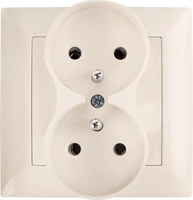 Двоен контакт със заземяване и рамка OSTE JNH002-G Beige