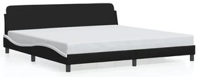 373263 vidaXL Рамка за легло Dover, черна, бяла, 200x200см, изкуствена кожа
