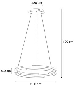 Интелигентна висяща лампа черна с месинг с LED димируема - Nikki