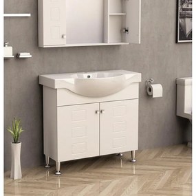 Долен шкаф за баня ICP 9080 "АЙВЪН", Inter Ceramic, PVC, бял, с умивалник, 90x47x85см