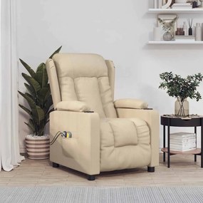 3098798 vidaXL Електрически масажен стол, кремав, текстил