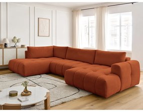 Сгъваем/с място за съхранение ъглов диван в тухлен цвят (ляв ъгъл/U форма) Fuji – Bobochic Paris