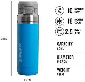 Синя термо бутилка от неръждаема стомана 1,06 l QUICK FLIP Azure – Stanley