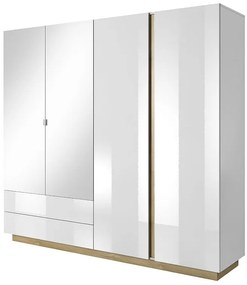 Гардероб Arcan Четирикрилен-бял естествен