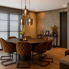 Дизайнерски висящ аплик черен със злато и опушено стъкло 3-светлина - Zuzanna