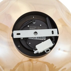 Дизайнерска таванна лампа черна с кехлибарено стъкло - Gemma