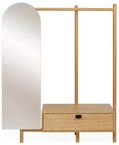 Стена в преддверието от дъбово дърво с огледало Tripod - Woodman