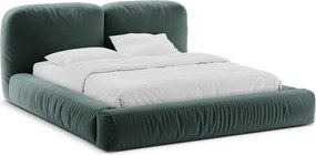 Двойно легло тапицирано с място за съхранение и включена подматрачна рамка в петролен цвят 180x200 cm Martina – Micadoni