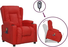 3093456 vidaXL Изправящ масажен стол виненочервен изкуствена кожа