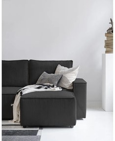 Антрацитен разтегателен ъглов диван от рипсено кадифе (променлив) Brave Dave – Miuform