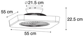 Вентилатор за таван квадратен черен вкл. LED димируем - Climo