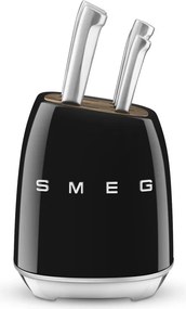 Комплект ножове със стойка SMEG KBSF02BL, 7 части, Слотове от акациево дърво, Немска неръждаема стомана, Черен