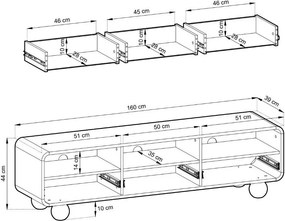 ТВ Модул Белу - Дължина: 160 см