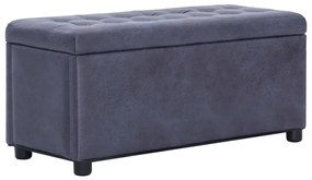 281376 vidaXL 281376  Storage Ottoman 87,5 cm Grey Faux Suede Leather