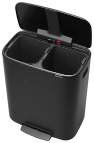 Кош за боклук Brabantia Bo Pedal 1003191, 2x30 л, Плавно затваряне, Противоплъзгаща основа, Черен