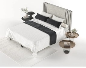 Светлосиво тапицирано двойно легло с място за съхранение 180x200 cm Musca – Maison de Rêve