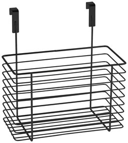 Черна висяща метална кошница за кухненска врата Slim, височина 25 cm - Wenko