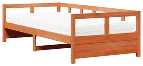 3321049 vidaXL Дневно легло с матрак, восъчнокафяв, 80x200 см, бор масив