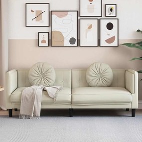 372649 vidaXL Диван с възглавници, 3-местен, кремав, кадифе