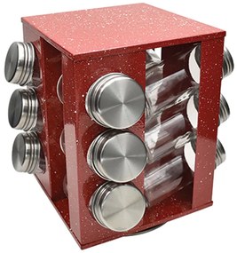 Бурканчета за подправки на стойка ZEPHYR ZP 1217 CS12 – Комплект за организиране на кухня - Червен мрамор