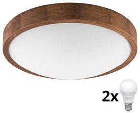 Brilagi - LED Плафониера CARVALHO SLIM 2xE27/60W/230V дъб череша Ø 37 см