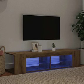 856324 vidaXL ТВ шкаф с LED осветление Дъб Artisan 135x39x30 cm