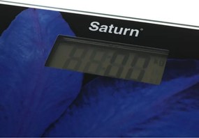 Кантар Saturn ST-PS0287, До 150 кг, LCD дисплей, Kg/Lb, Индикатори за батерия и претоварване, Закалено стъкло, Черен/лилав