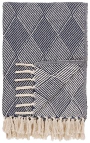 Синьо одеяло от рециклиран памук 130x180 cm Izmir – House Nordic