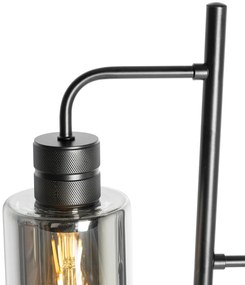 Модерна подова лампа черна с опушено стъкло 2-светлина - Stavelot