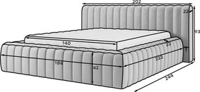 Тапицирано легло Carlito-Светлосиво-140 x 200