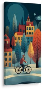 Картина на платно – Колоездач в зимния град