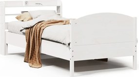 3306985 vidaXL Рамка за легло без матрак, бял, 90x200 см, бор масив