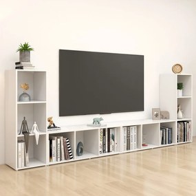 3080033 vidaXL ТВ шкафове, 4 бр, бели, 107x35x37 см, инженерно дърво